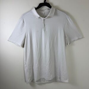 Lululemon Evolution Polo Shirt Adult Large Yellow Beige Striped